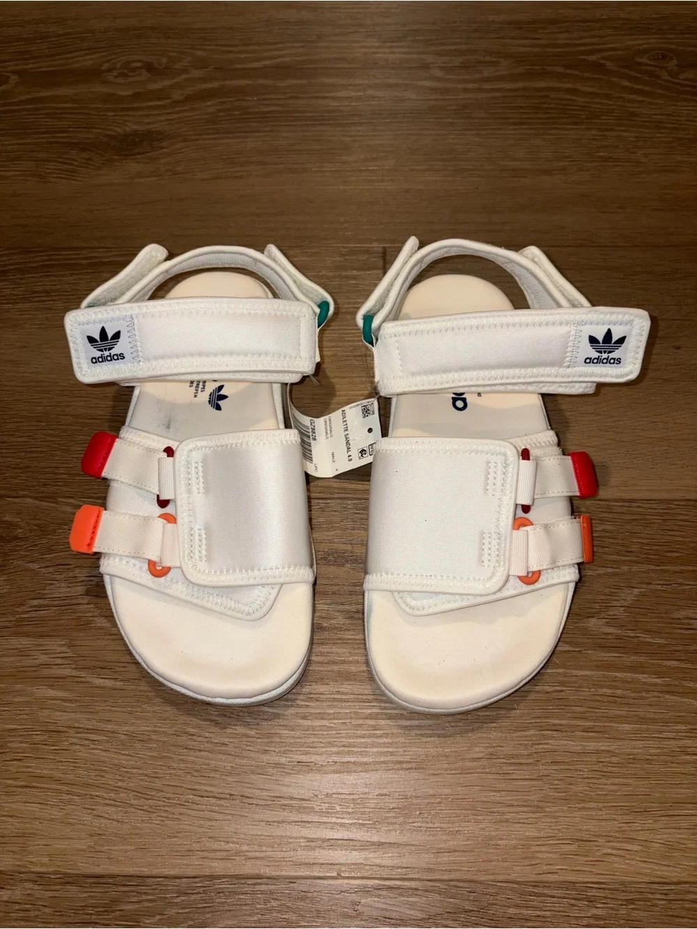 Adidas Adilette Sandal 4.0 White Multicolor Straps Men’s 4 Wmns 5.5 New Defects